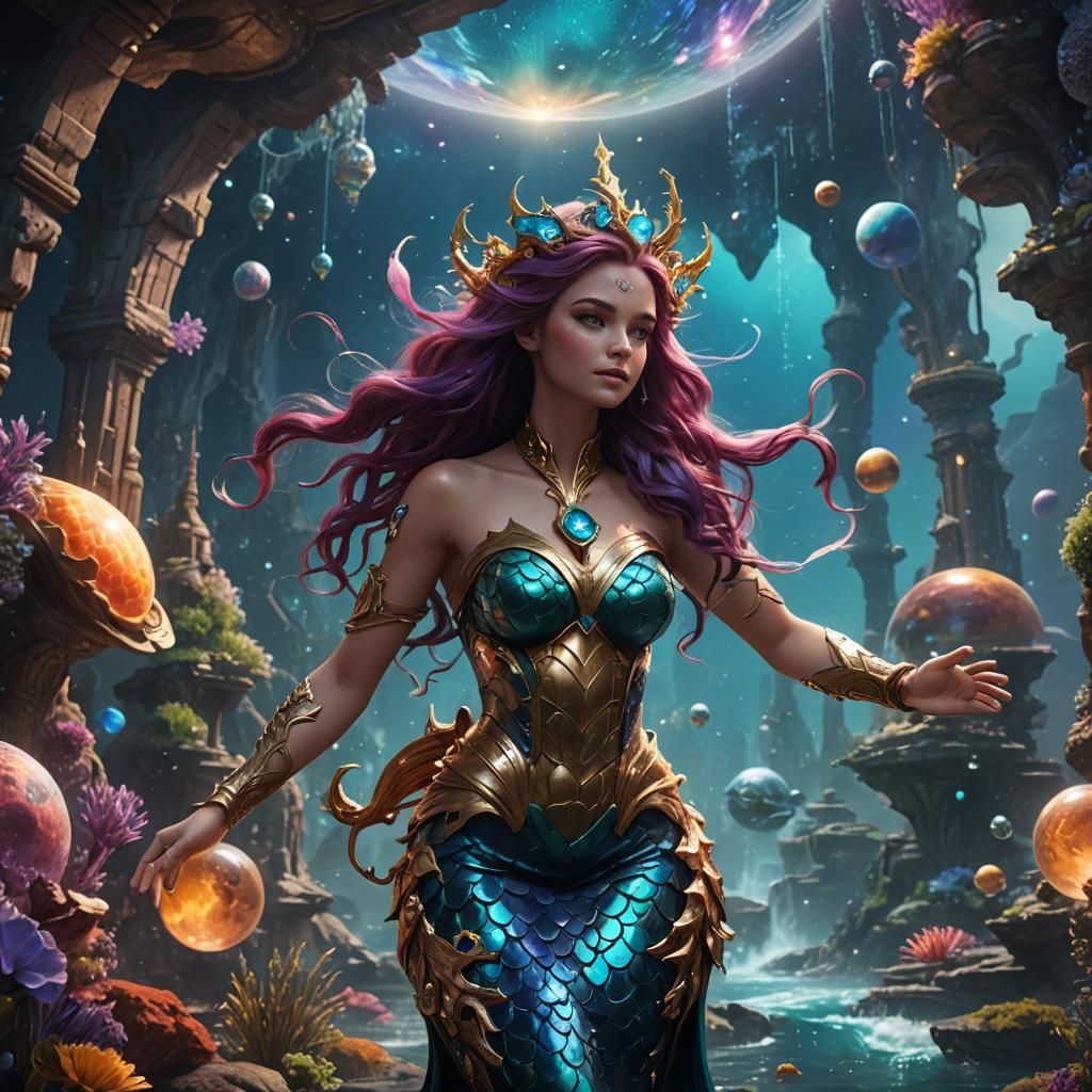 Enchanting Space Mermaid in Deep Color
