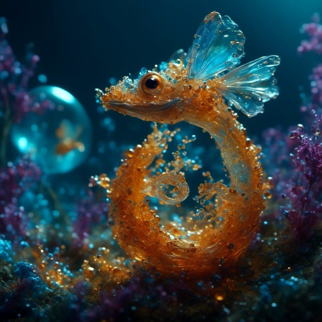 Dreamlike Cute Creature with Colorful Iridescence