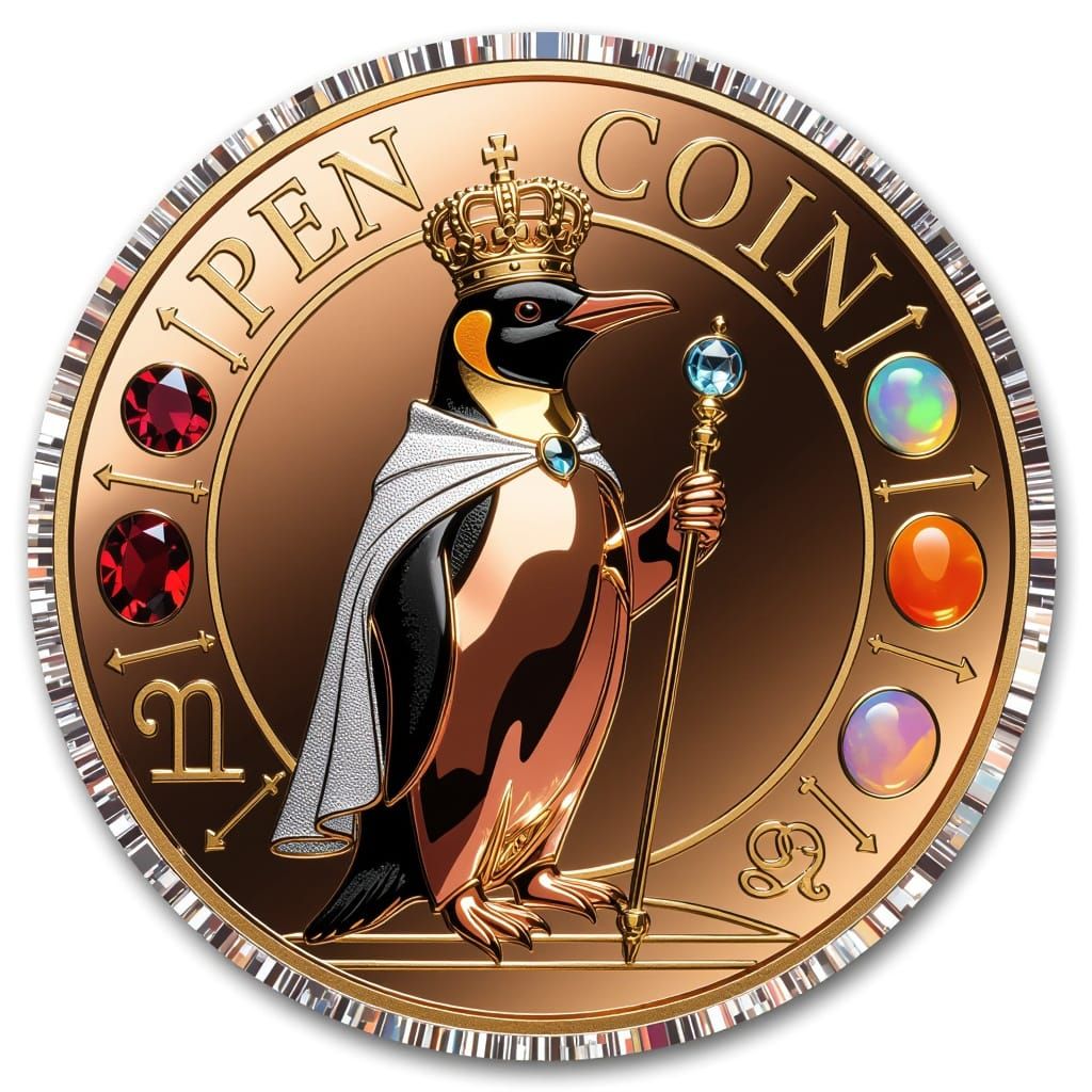 Crystal Coin Features Majestic Rose Gold Penguin in Regal At...