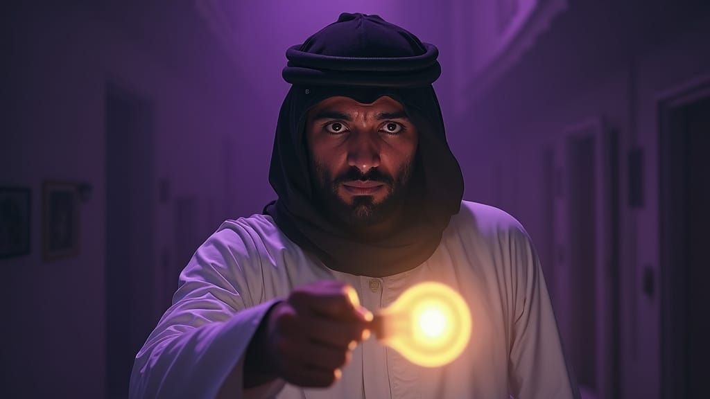 Gulf Arab Warrior in Dark Fantasy Setting