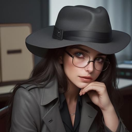 Brunette in Fedora: Ambient Office Portrait
