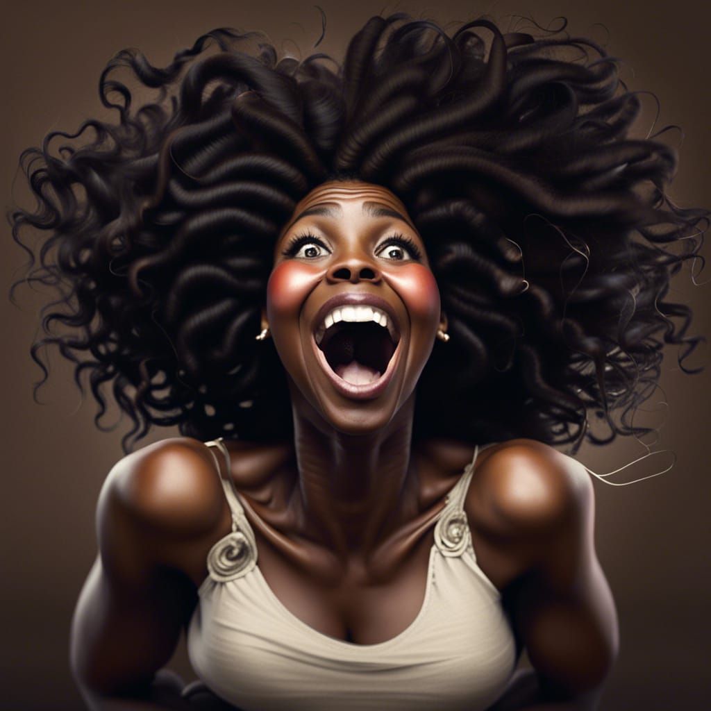 Whimsical Portrait of a Joyful Black Woman