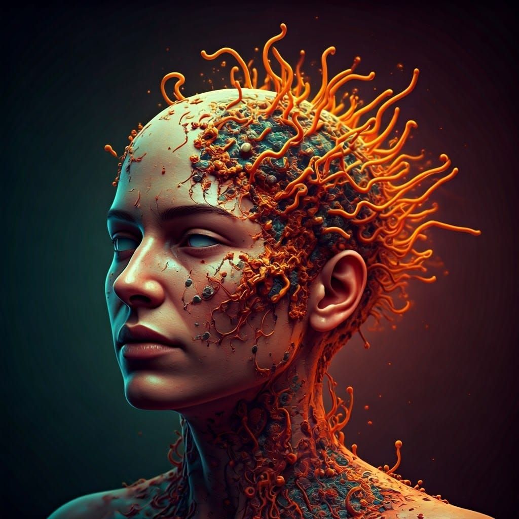 Cordyceps Mushroom Overgrowth: Biomechanical Concept Art