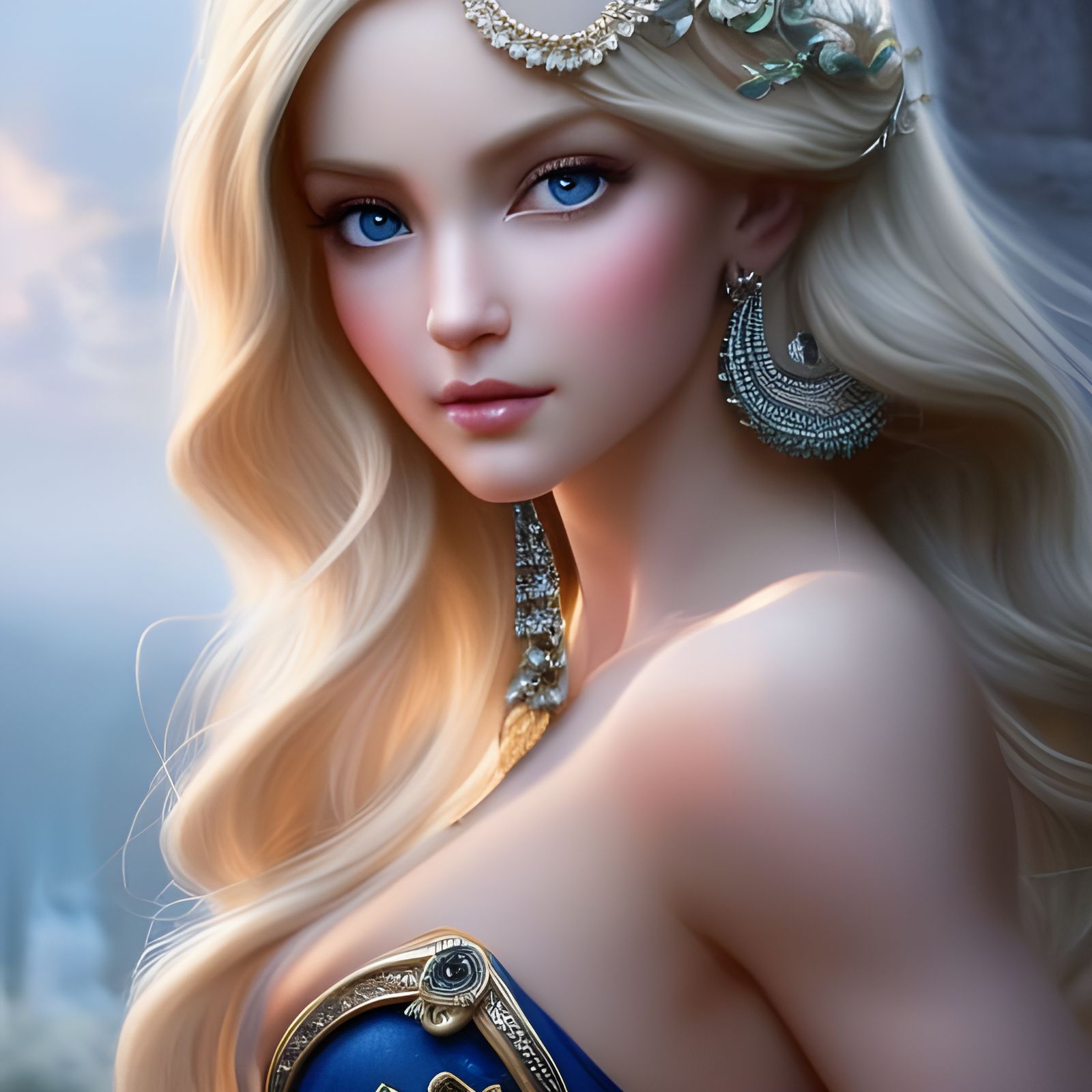 Harmonious Blonde Goddess Portrait in Hyperrealism