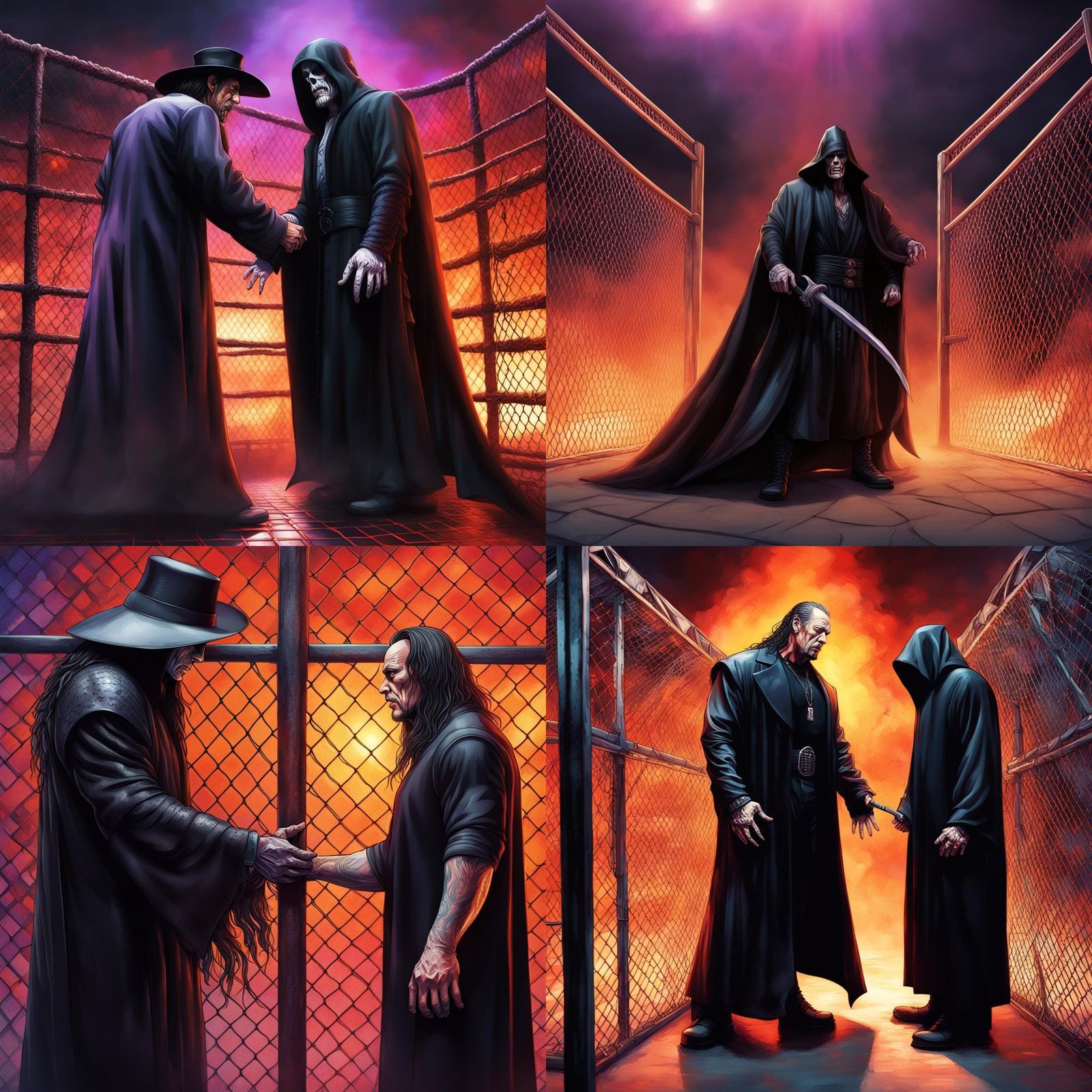 Undertaker and Grim Reaper in Hell In A Cell