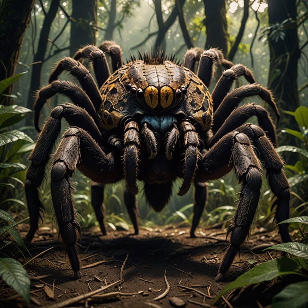Majestic Lion Spider Hybrid in Dark, Iridescent Hues
