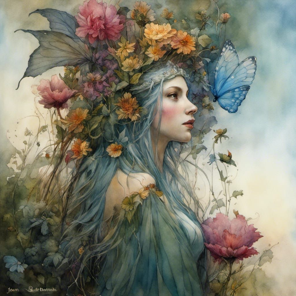 Fairy Queen Titania in Enchanted Bower