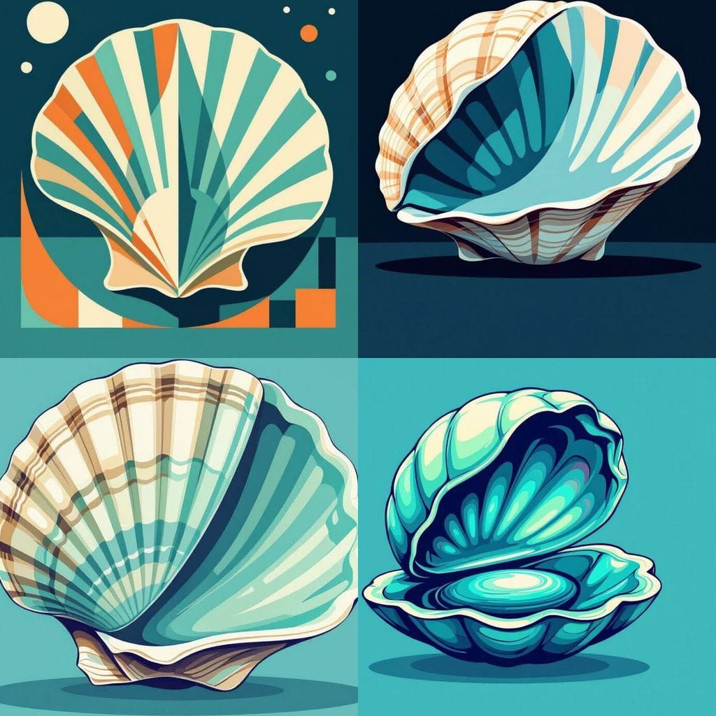 Monochromatic Seashell Opening in Geometric Flat Design