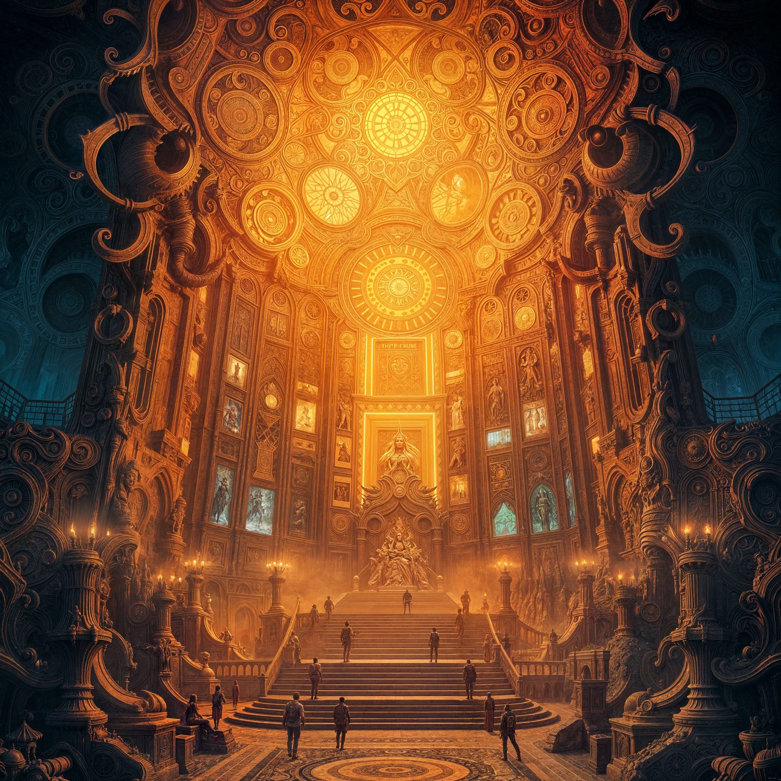 Fantastical Wall of Fame in Detailed Matte Painting Style