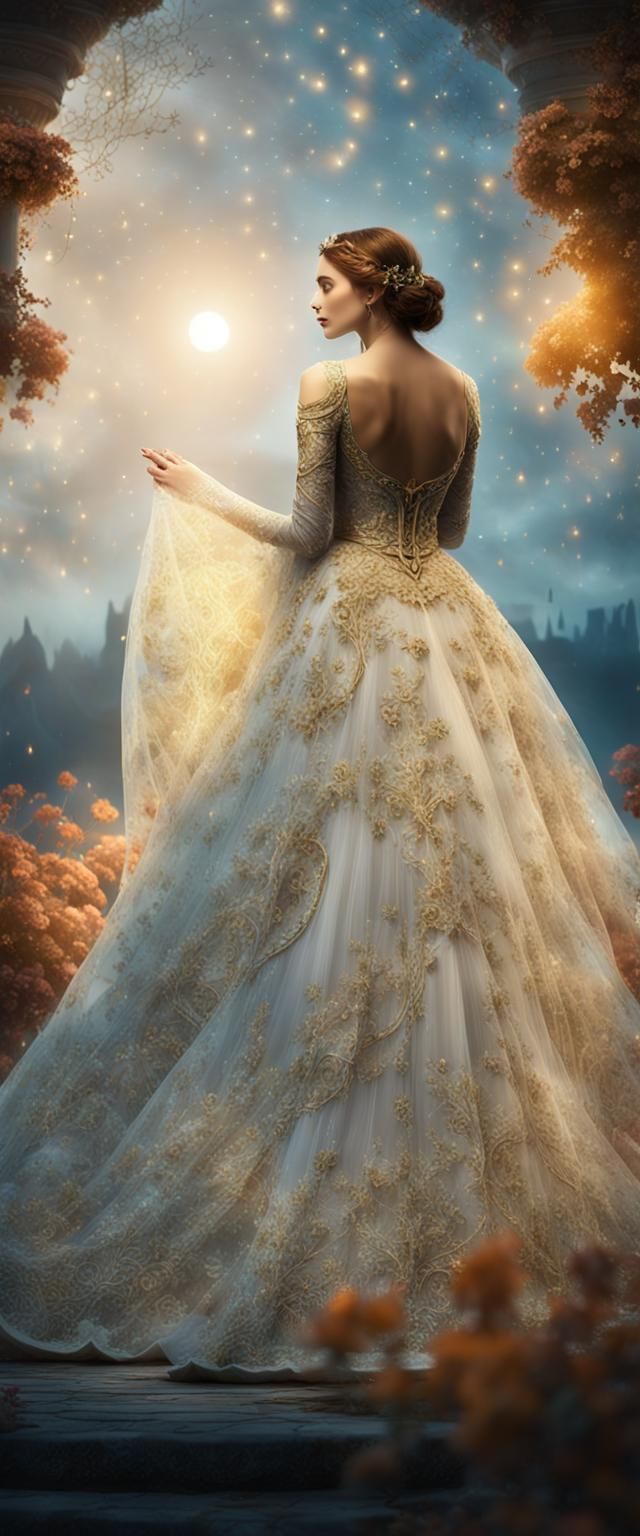 Magical Wedding Dress in Moonlit Garden