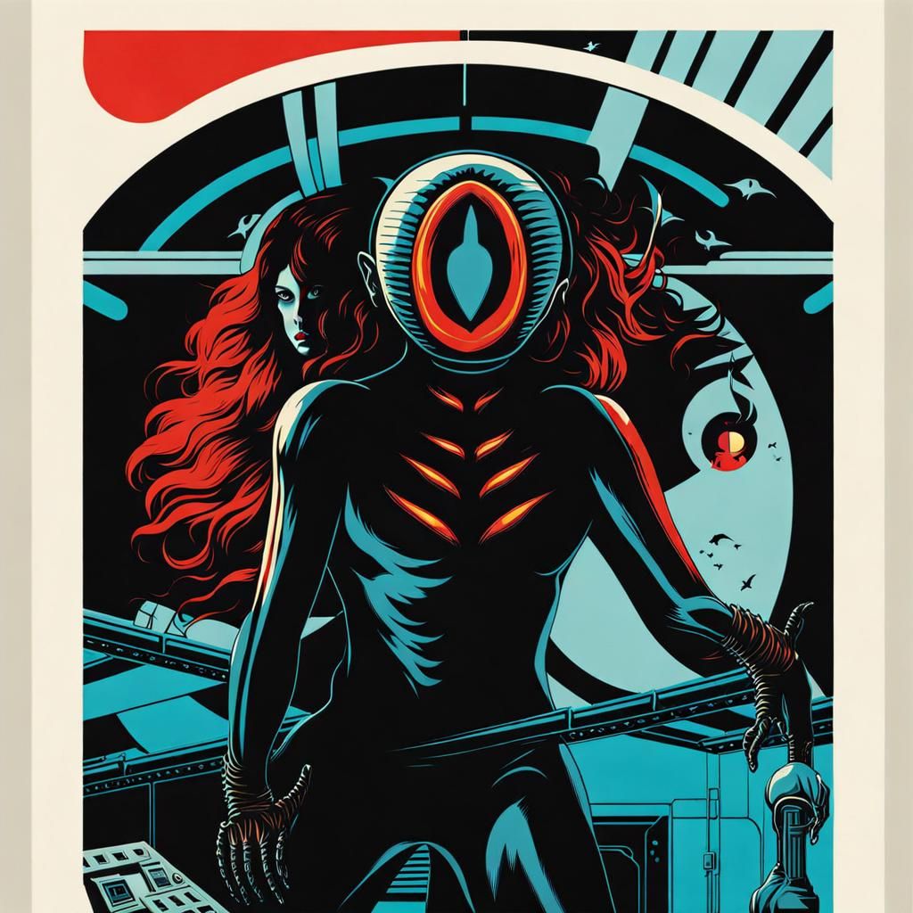 Alien [Giallo Grindhouse Screen-Print Poster SDXL]