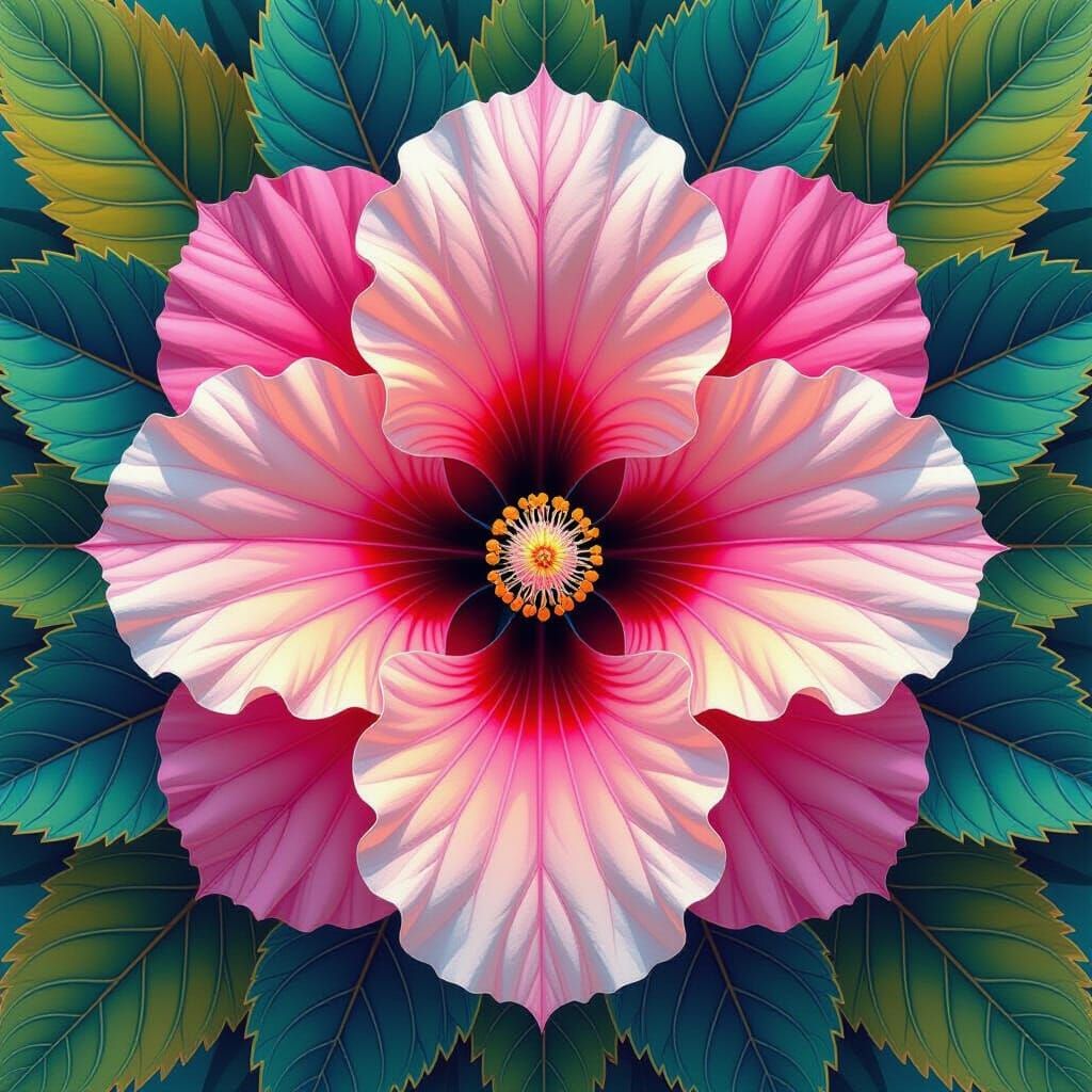 Kaleidoscopic Hibiscus: A Symmetrical Floral Explosion