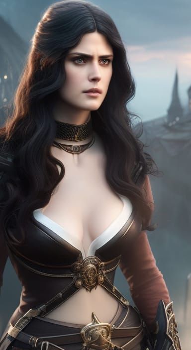 Yennefer in Iron Armor: Digital Art in Witcher Style