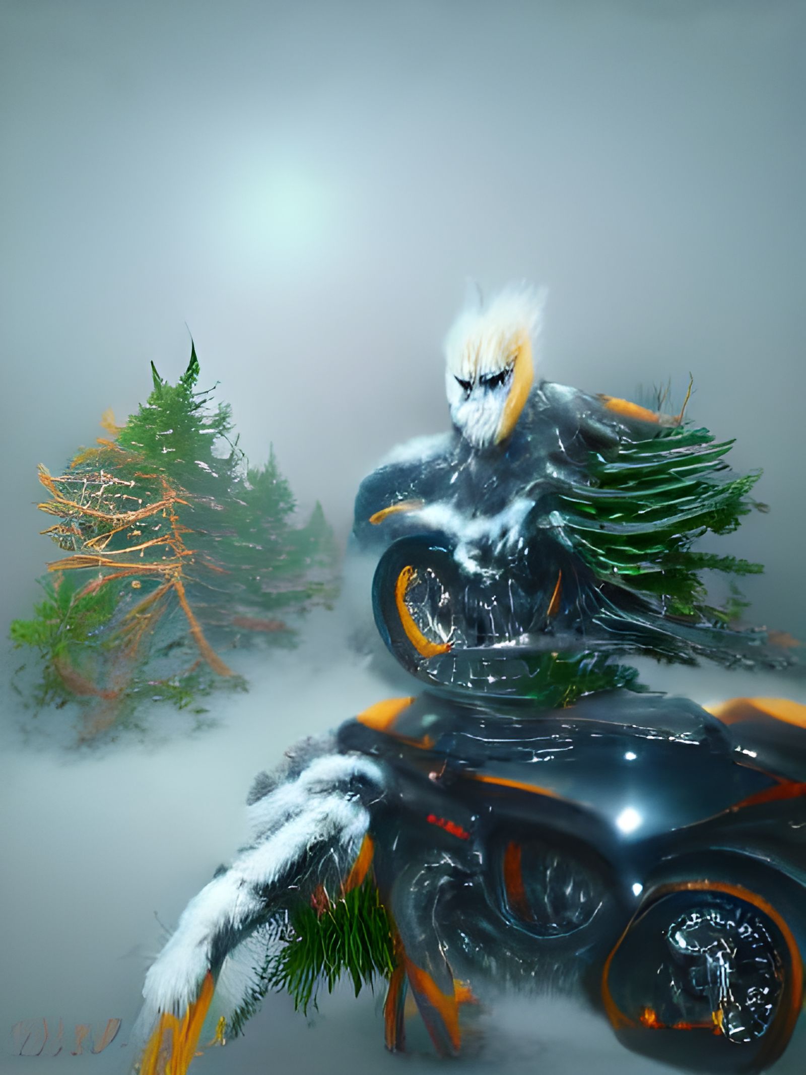 Ghostrider in Snowy Landscape: 8K 3D Rendering