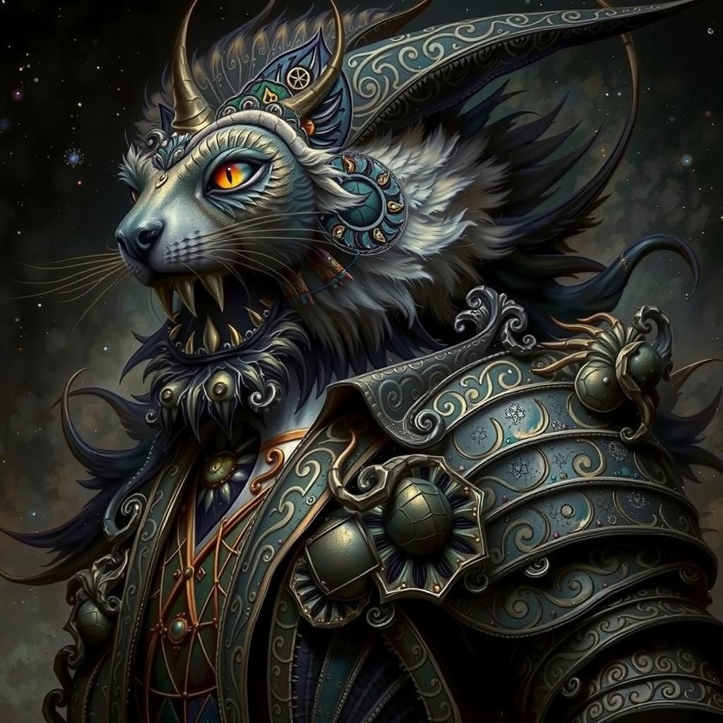 Night Sky Oil Painting in Art Nouveau Style