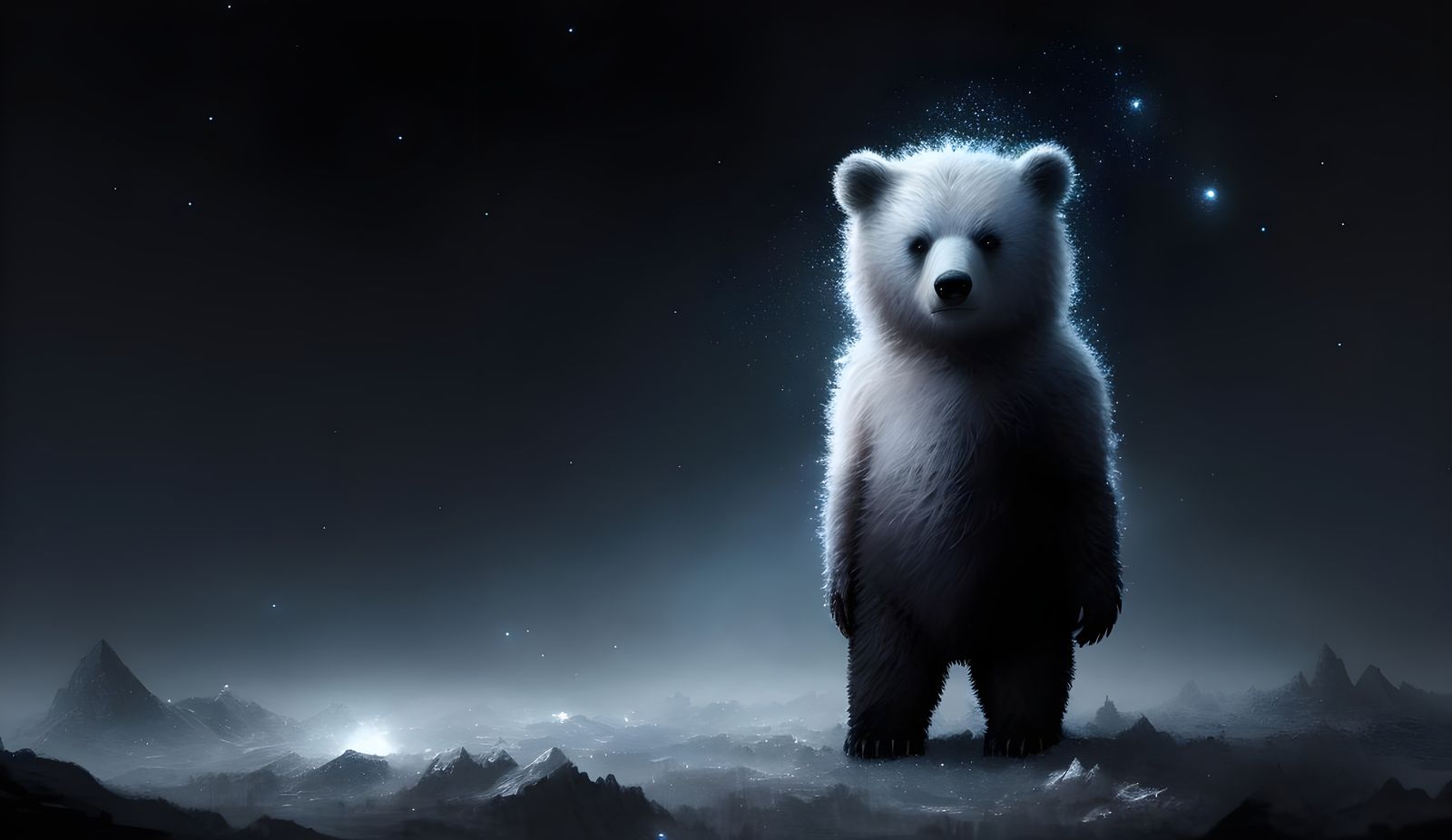 White Bear's Terrific Reflection in Magical Night Scene