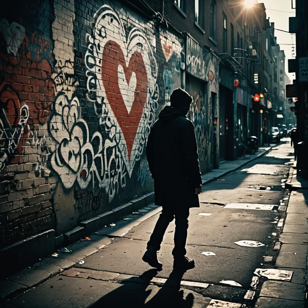 Gritty Urban Street Scene with Moody Lighting