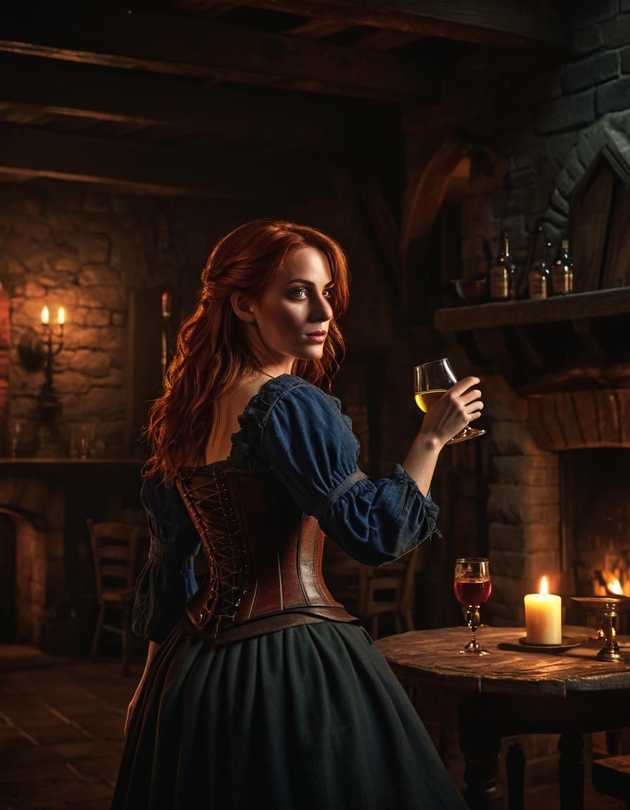 Medieval Tavern Portrait in Chiaroscuro Style
