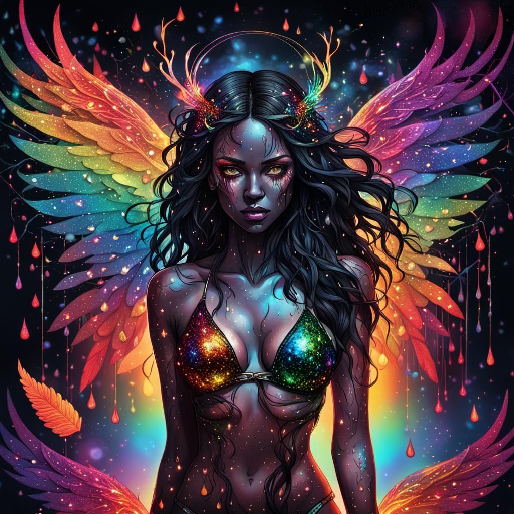 Fiery Fairy with Broken Heart Background