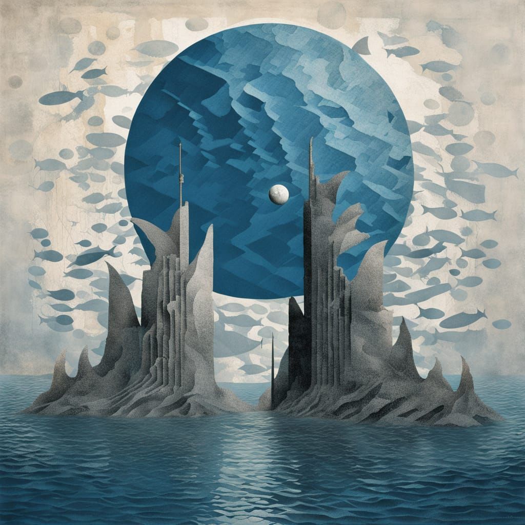 Twin Cliffs in Minimalist Blue