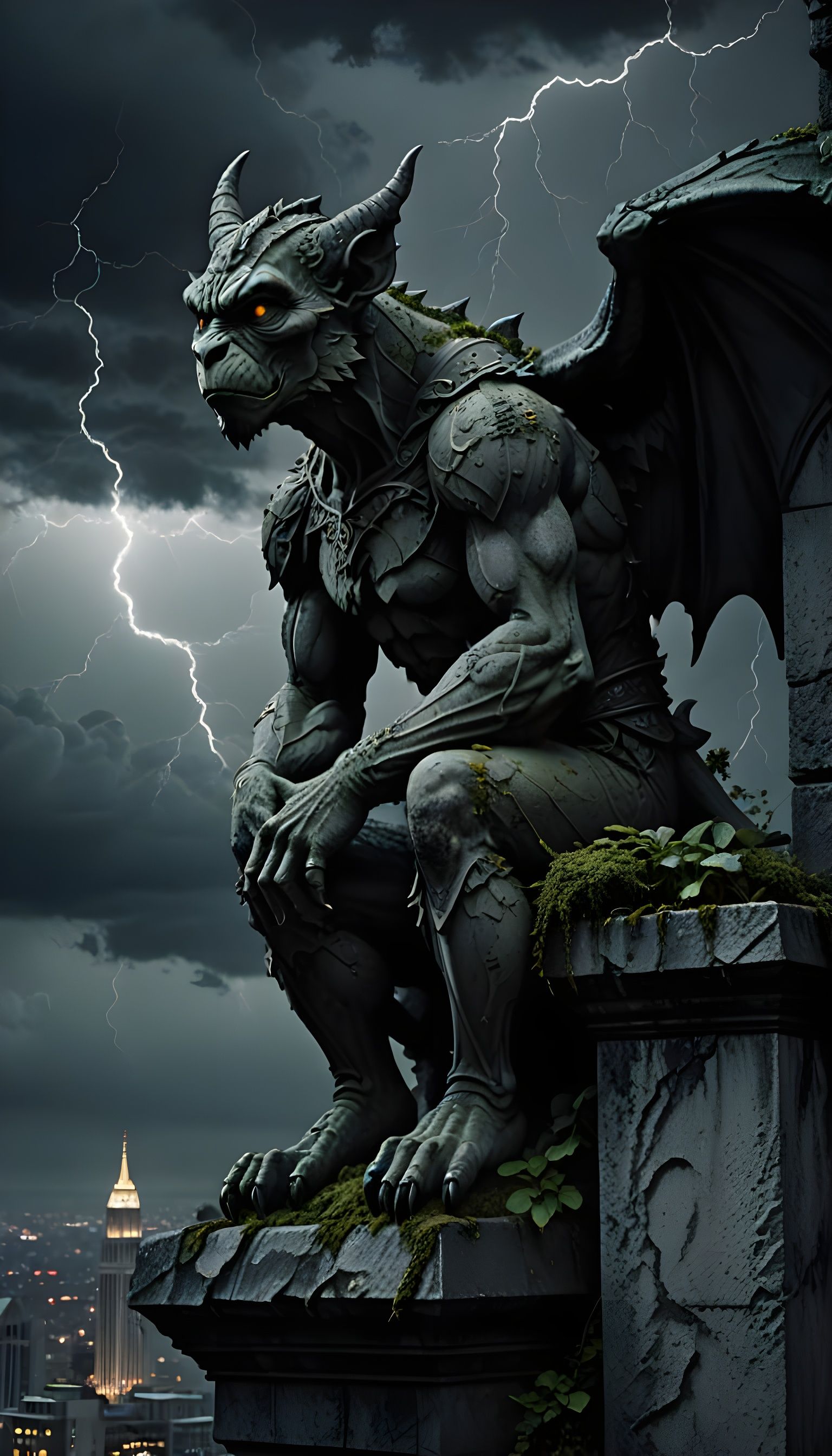 Gothic Gargoyle Dominates Modern Skyscraper