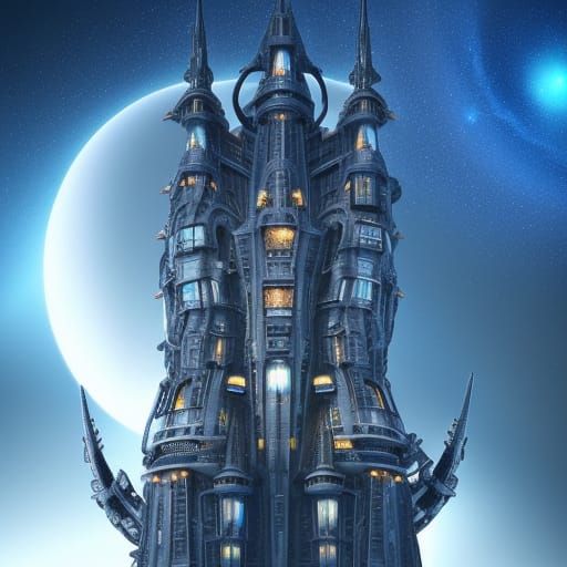Futuristic Gothic Castle on Alien Planet