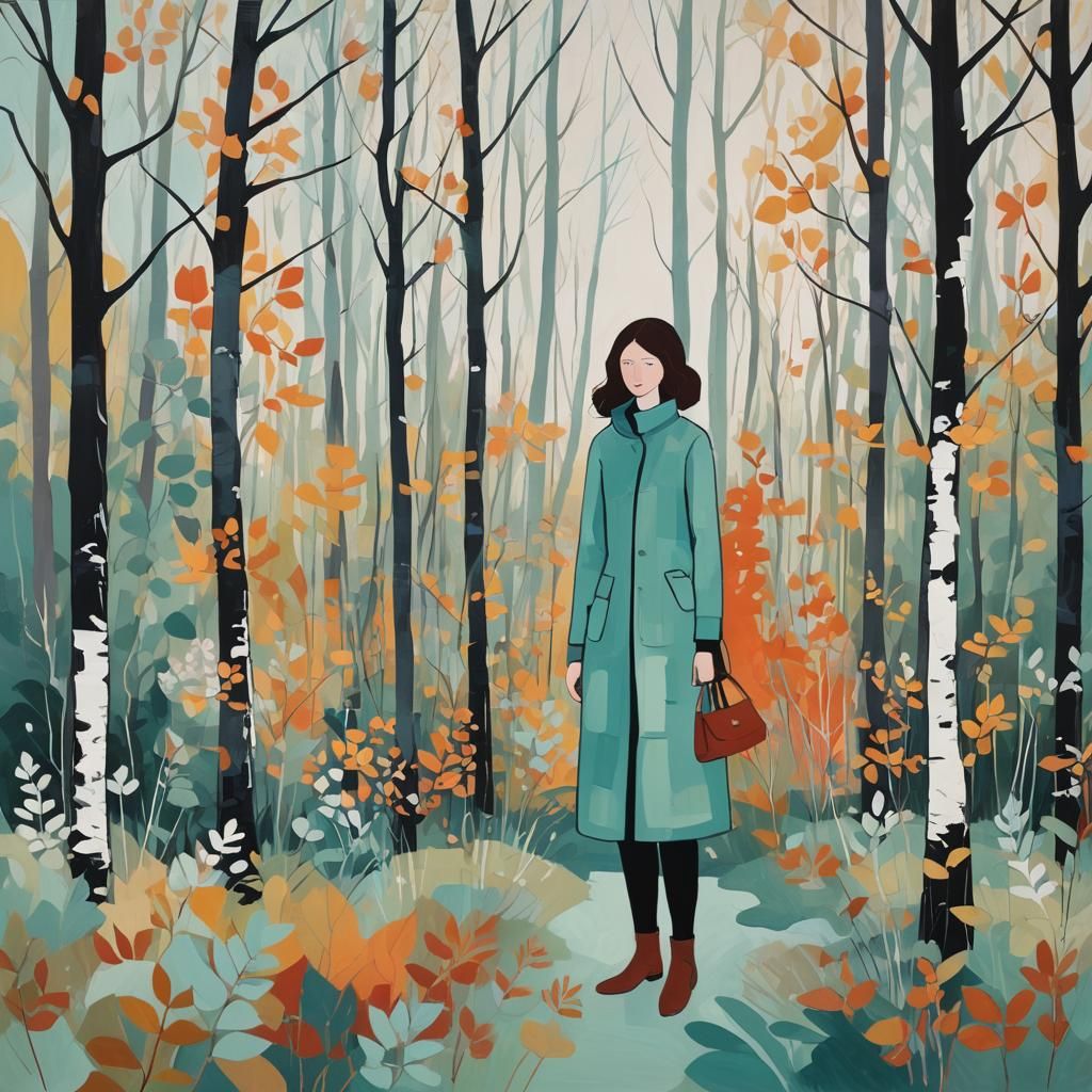 Abstract Woman in Woods, Fine Art Painting