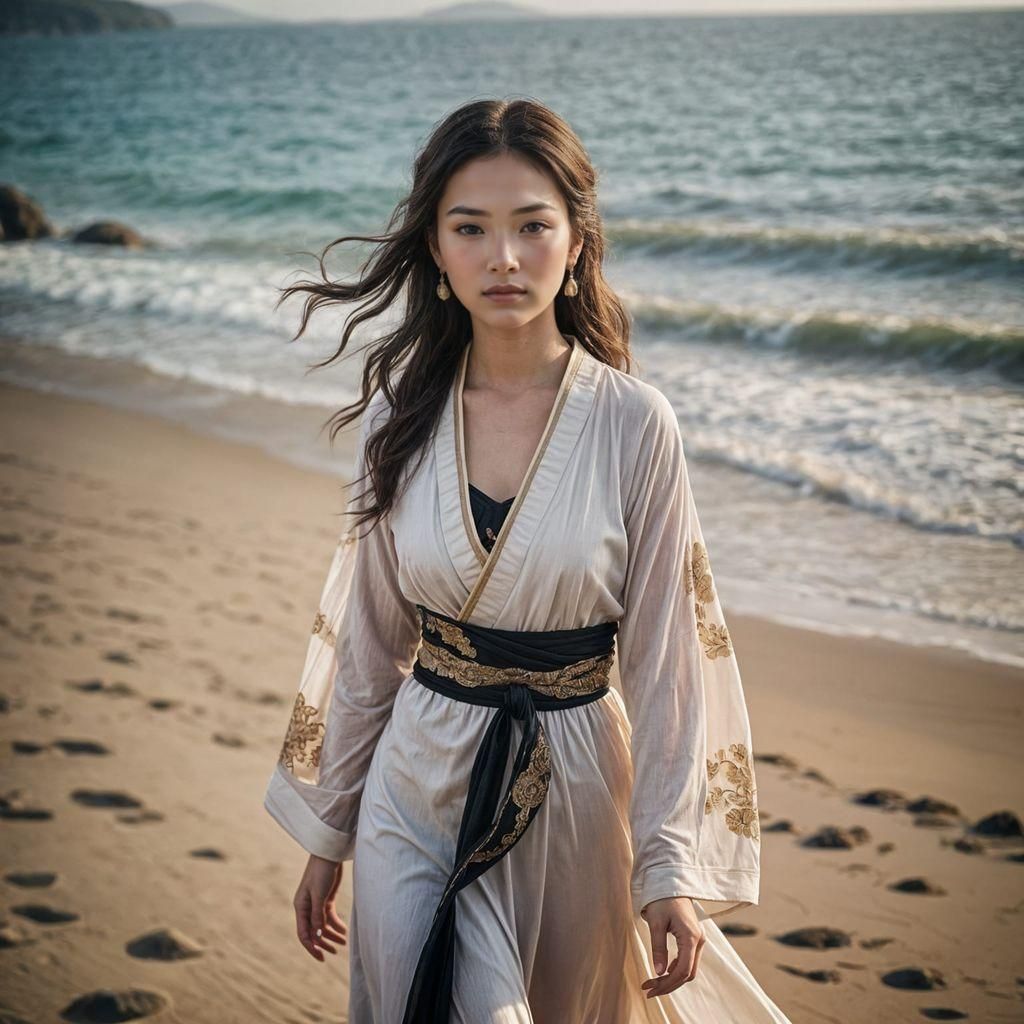 Beautiful Girl on Beach: Han Dynasty Portrait