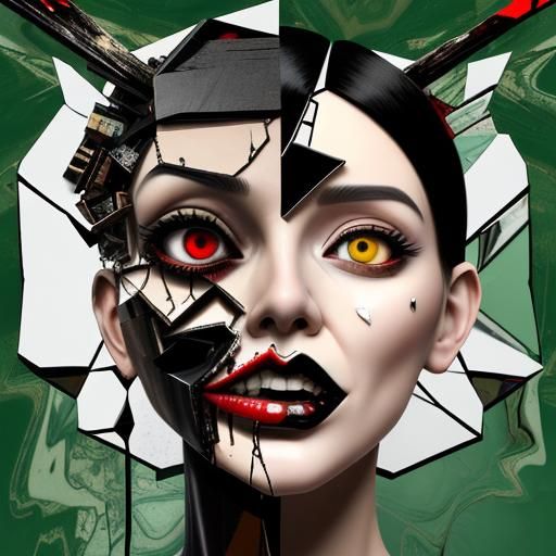 Fragmented Face: Digital Collage in Surreal Style