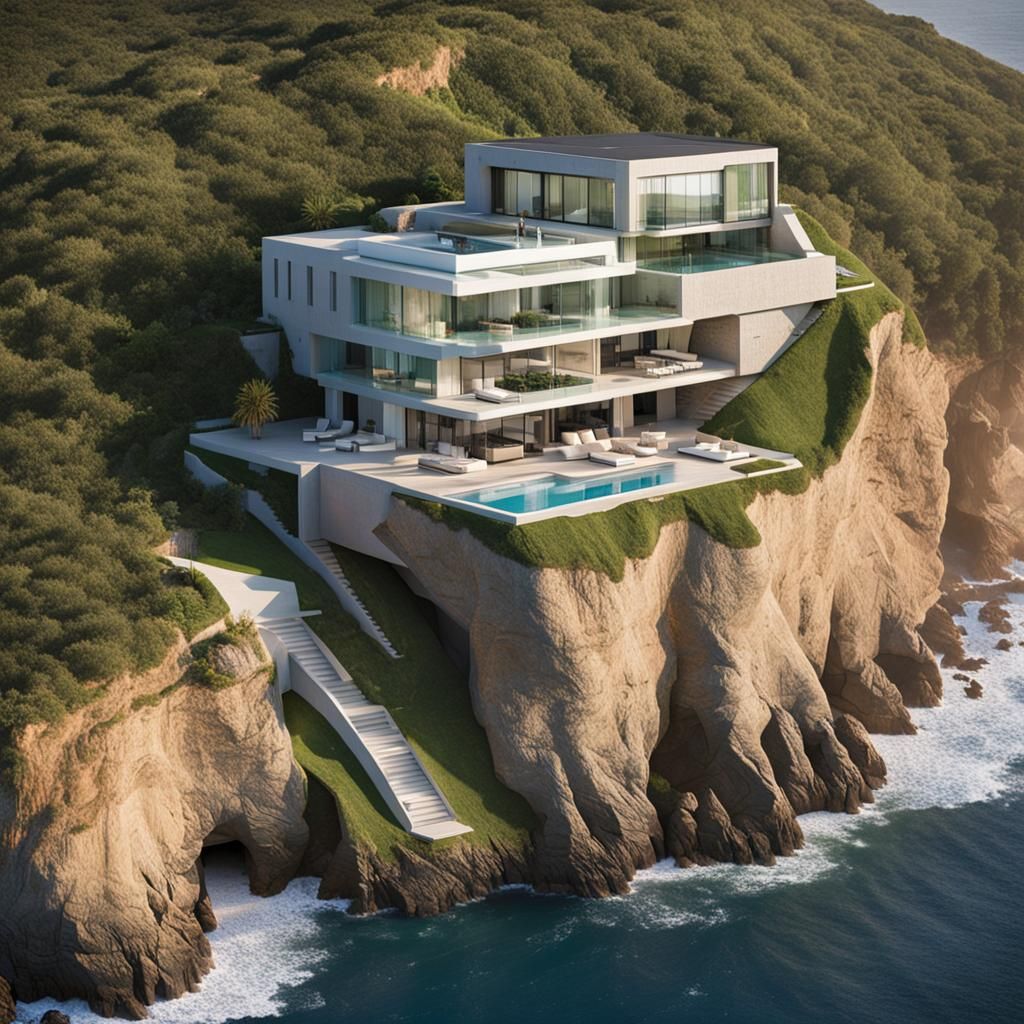 A villa on the edge of a steep cliff threatened by erosion