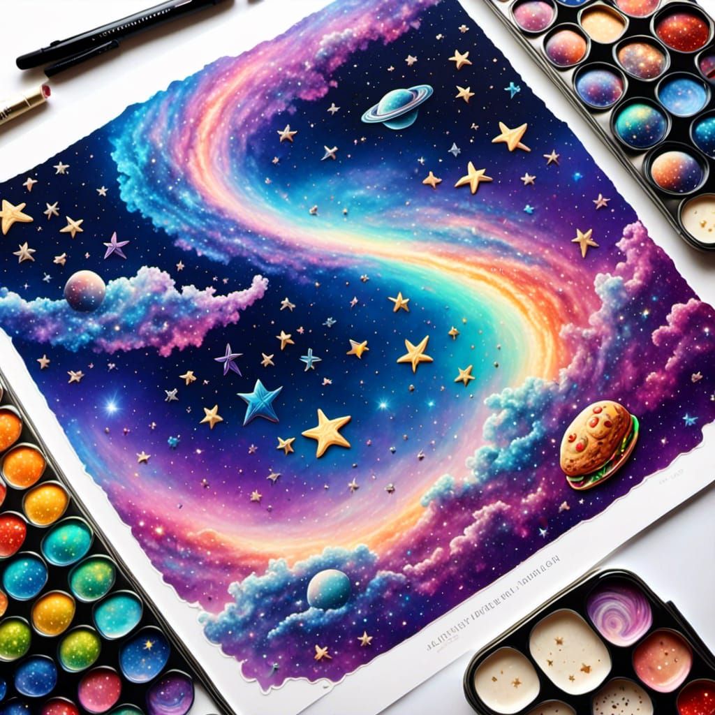 Flying Tacos in Galaxy with Shiny Stars