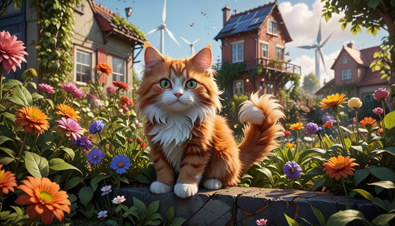 Sustainable Urban Oasis in Solarpunk Style