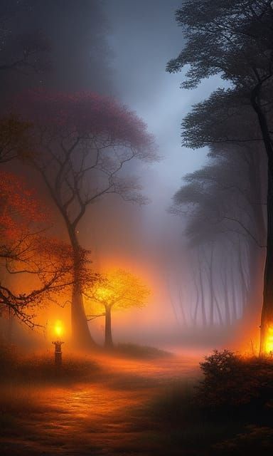 Eerie Forest: Surreal Fantasy Portrait in Neo-Romantic Style