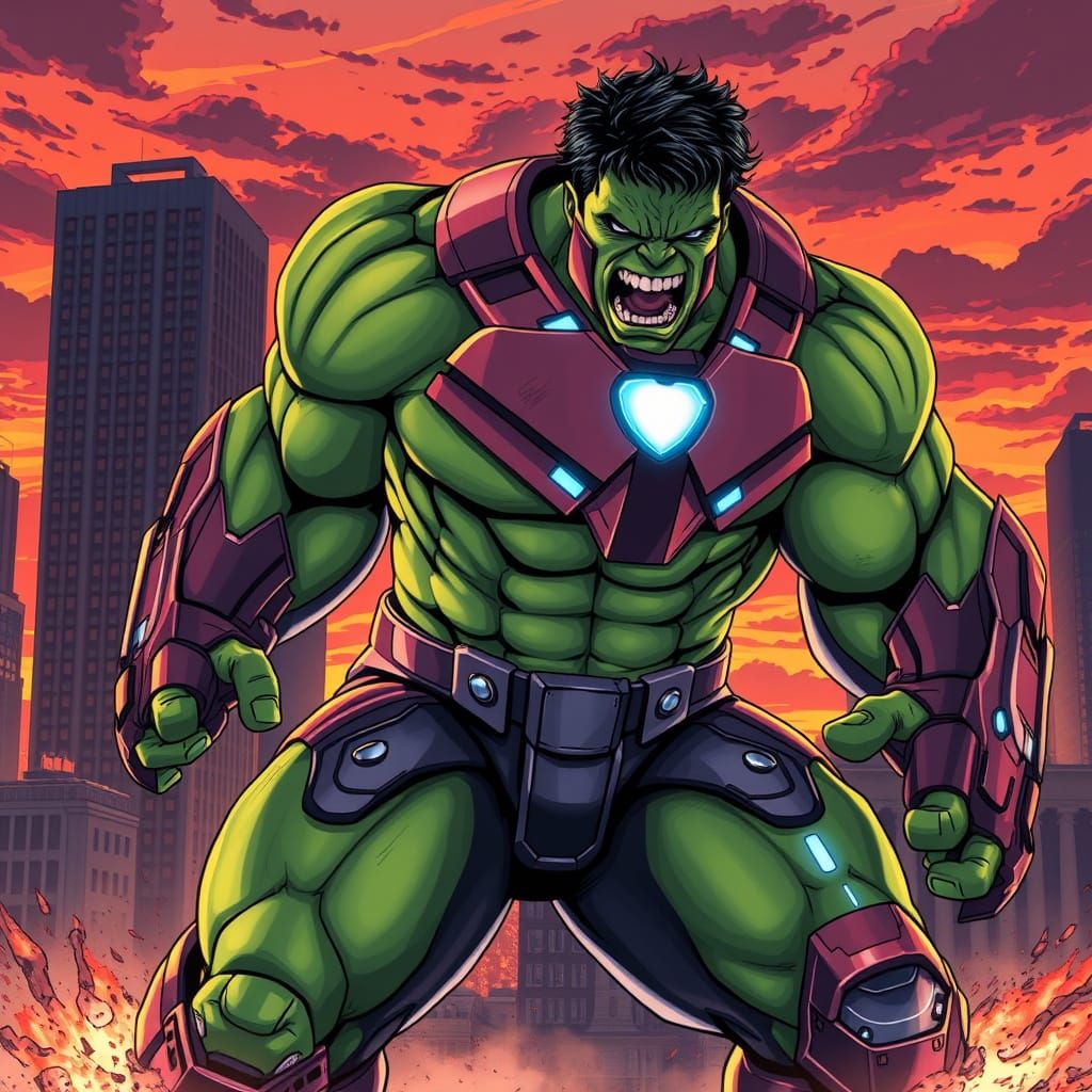 Hulk in Iron Man Armor, Anime-Style