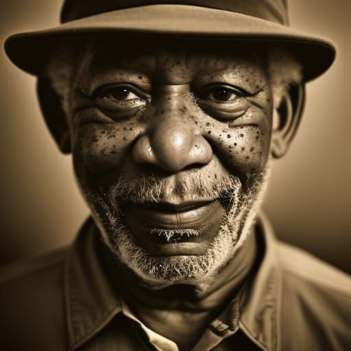 Morgan Freeman Portrait in Style of Jeffries