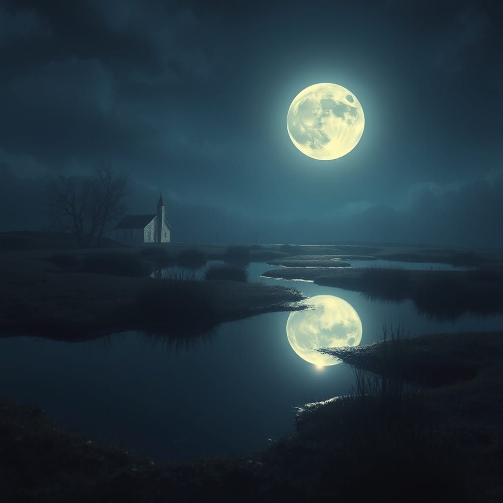 Lover's Eyes Reflecting Moonlit Ponds in Ethereal Style