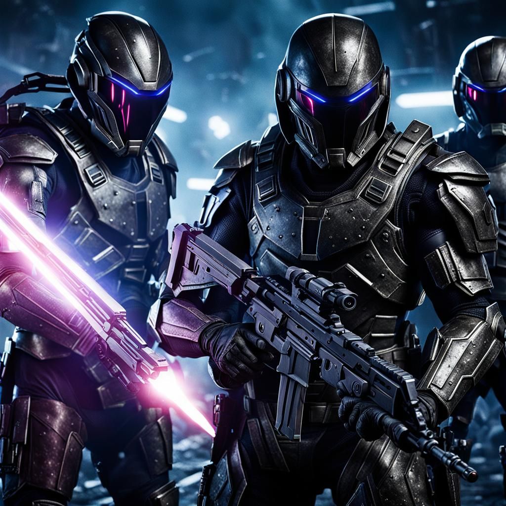 Hyperrealistic Dark Alien Space Soldiers in Armor