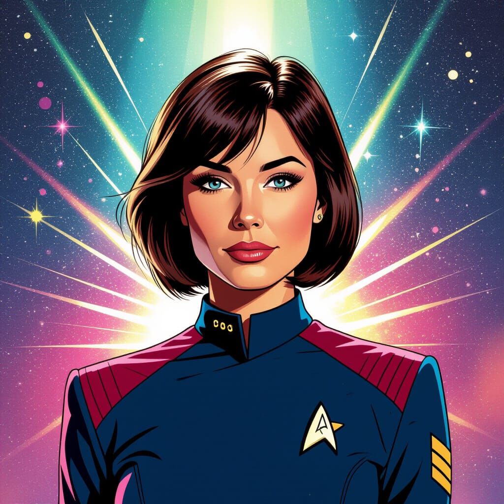 Starfleet Officer Beaming Down with Explosive Sparkles