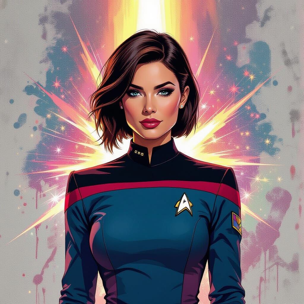 Starfleet Officer Beaming Down in Graffiti Art Style