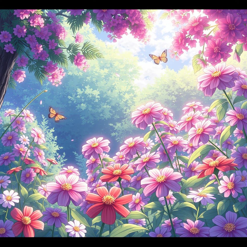 Myrtle Flowers in Anime-Inspired Garden Art