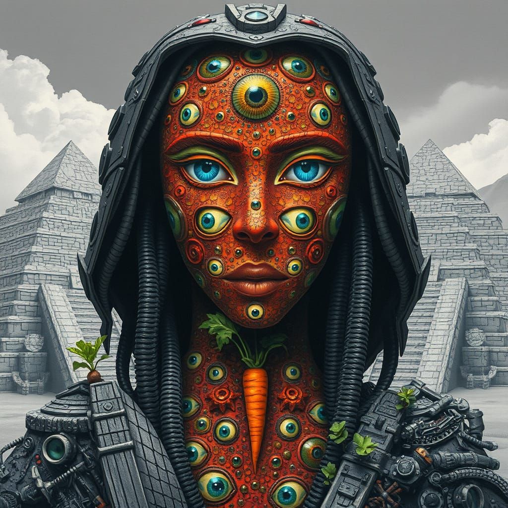 Surreal Ancient Guardian in Vibrant Mosaic Skin, Set Amidst ...