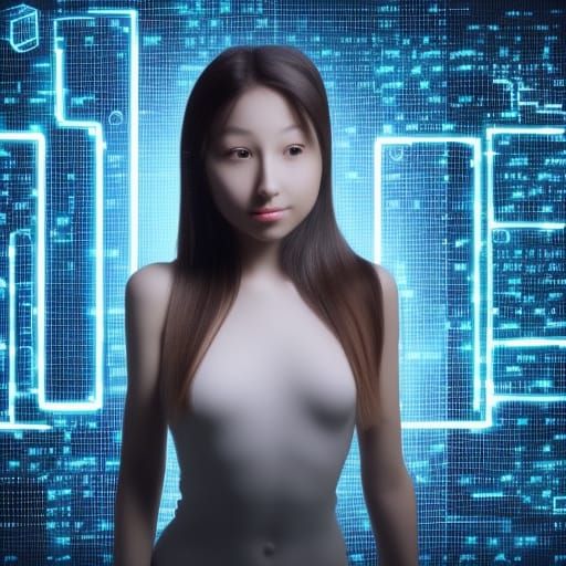 AI Interaction: Woman Controlling Artificial Intelligence