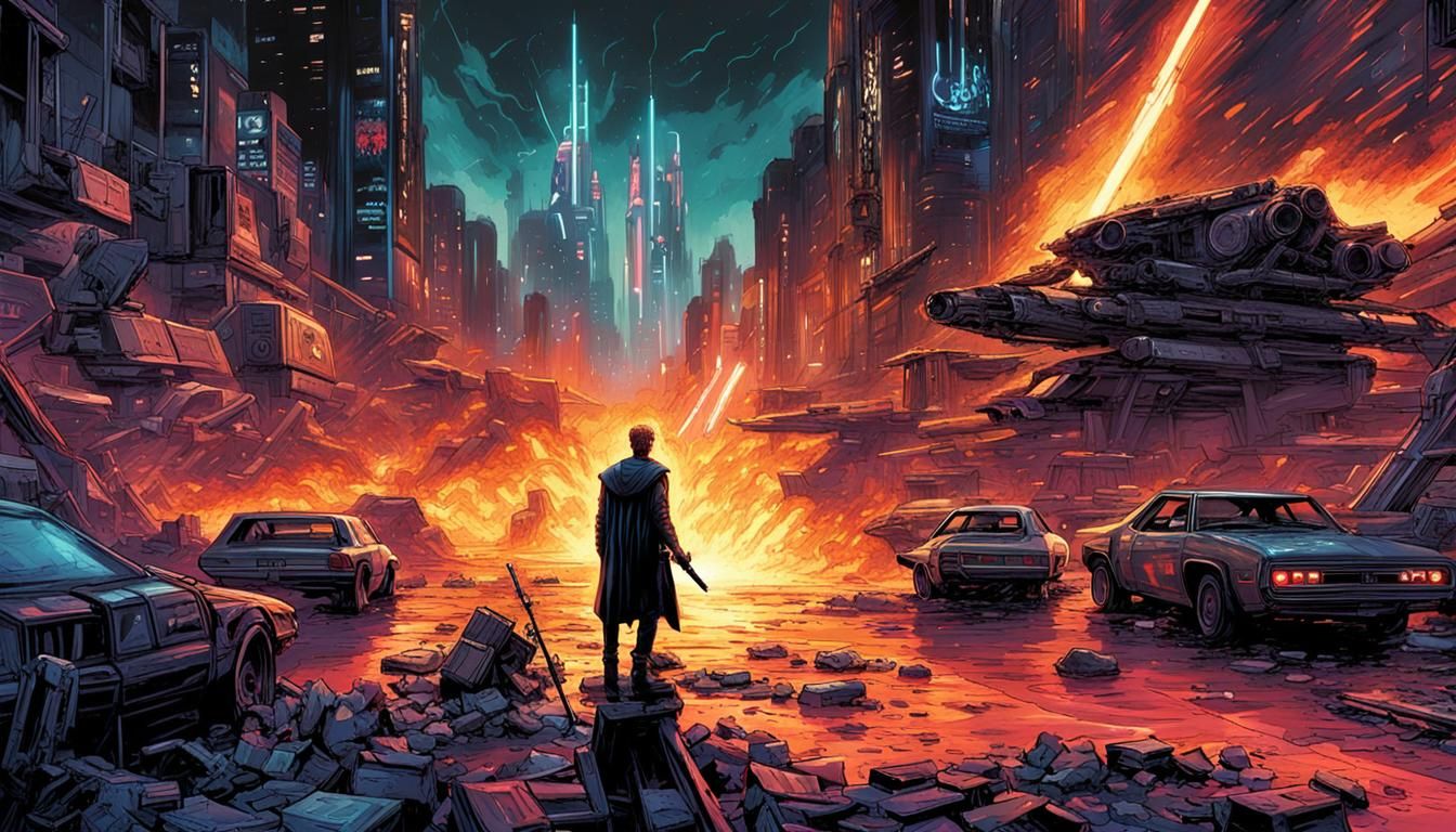Gritty Cyberpunk Cityscape in Star Wars Style