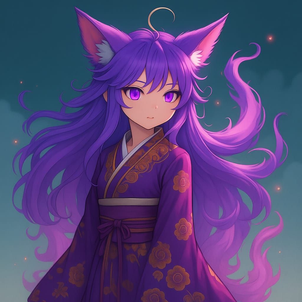 Majestic Psychic Fox Girl in Vibrant Anime Style