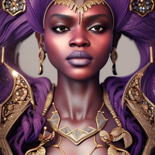 Detailed Dark Skinned Face in Maximalist Collage