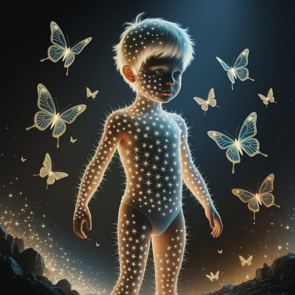 A Radiant Youth Illuminated by Bioluminescent Life
