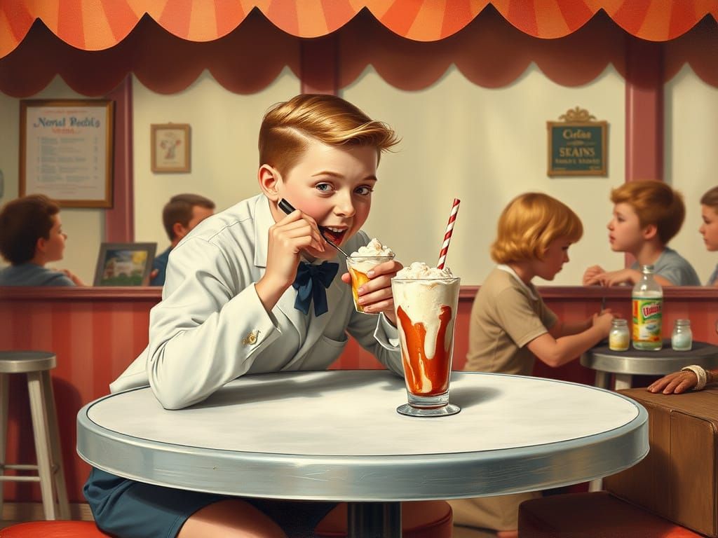 Norman Rockwell Style Ice Cream Soda