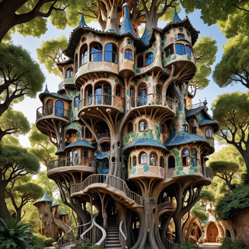 Fantasy Treehouse Inspired by Gaudi and Hundertwasser