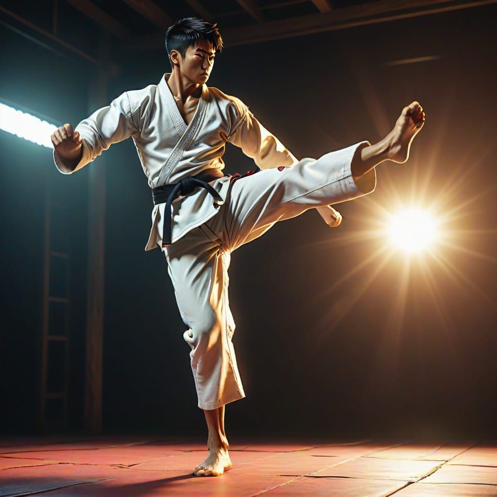 Martial Artist High Kick in Anime Style
