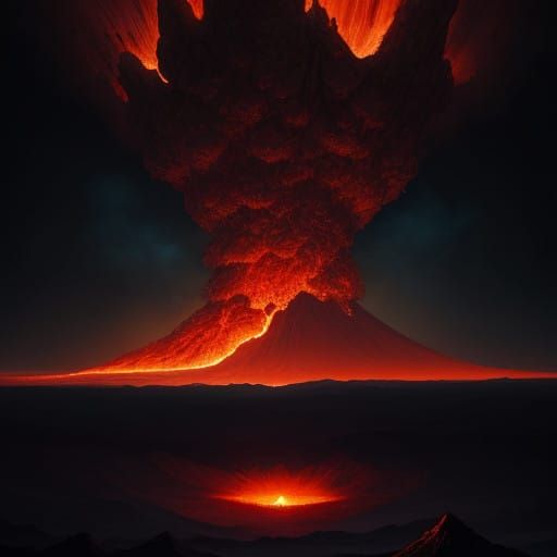 Vibrant Volcanic Dreamscape in Cyberpunk Style